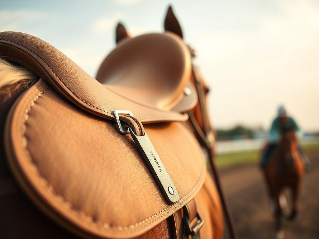 Close-up of an equestrian saddle